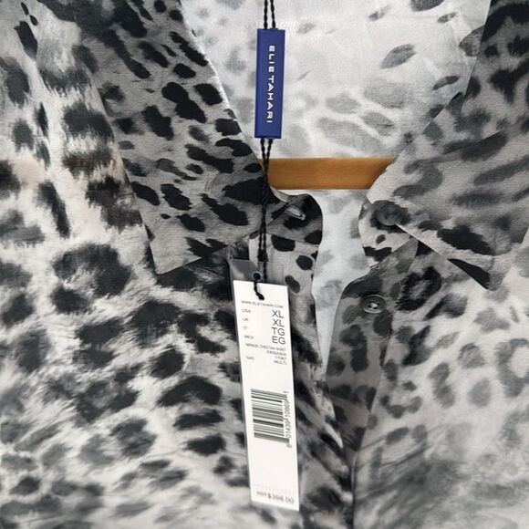 ELIE TAHARI MIRAGE CHEETAH BUTTON DOWN SHIRT - Picture 13 of 13